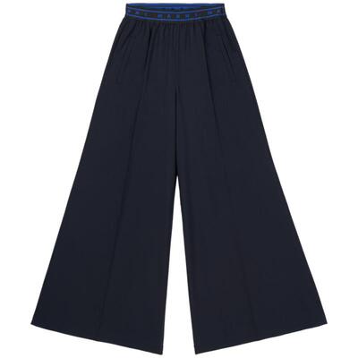 【12期免息】MARNI 女士纯色LOGO阔腿裤喇叭裤