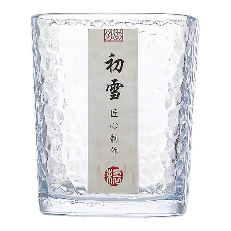 初雪日式ins风锤纹方形玻璃杯