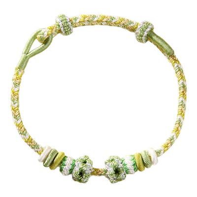 绿色手绳编织绳情侣手链女手工半成品可穿黄金转运珠配饰新年礼物