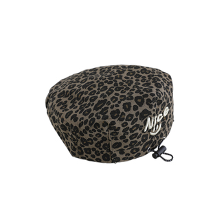 韩系豹纹字母儿童帽子春秋薄款遮阳防晒贝雷帽男女宝宝反戴前进帽