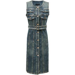 ONLY夏季修身显瘦无袖中长款牛仔裙连衣裙女|124442004