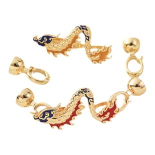 一扣两用18K包金滴油中国风珍珠子母扣手工diy生肖龙毛衣链Y字扣