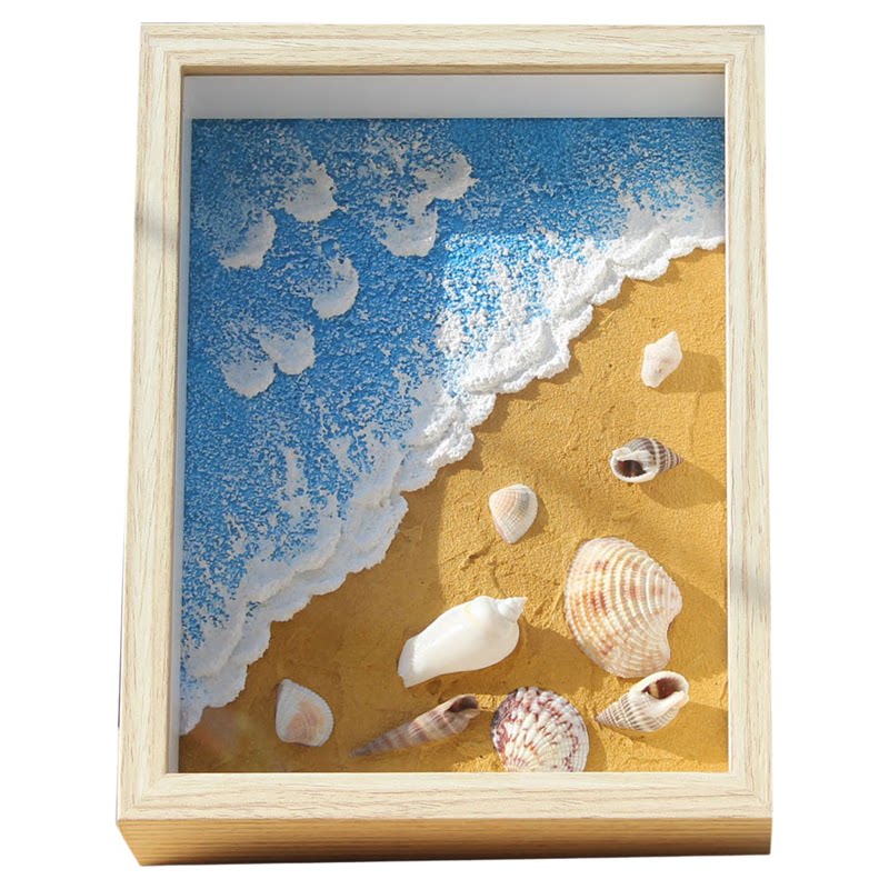 手工刮刀肌理画diy海螺贝壳成品画装饰画桌面客厅书房摆件