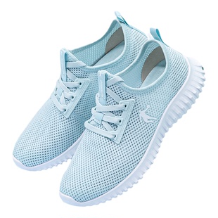 乔丹女鞋夏季薄网面透气跑步鞋赤足镂空运动鞋蓝色通勤软底旅游鞋