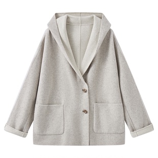 A Memory Inside100%澳洲进口羊毛/精梳棉双面手工缝制毛呢大衣女