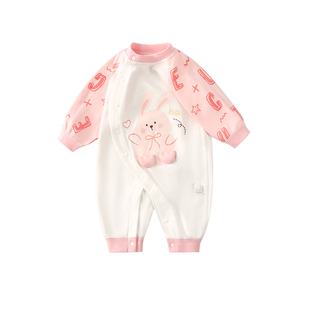 女宝宝连体衣秋季婴幼儿衣服纯棉无骨哈衣长袖爬服新生儿外穿秋装