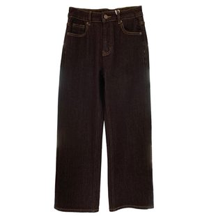 四面弹加绒法棍直筒裤女秋冬垂顺高腰显瘦保暖小个子烟管牛仔裤子