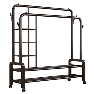 晾衣架落地卧室可移动挂衣架家用室内多功能衣服收纳架置物衣帽架