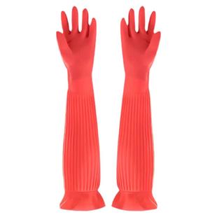 东方红加绒餐饮加长加厚橡胶防水手套秋冬天乳胶洗碗衣服家务厨房