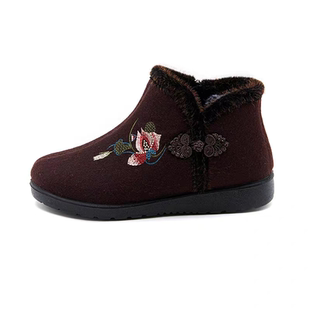 老年人棉鞋女高帮加绒老北京布鞋冬季老人保暖防滑老太太奶奶鞋子