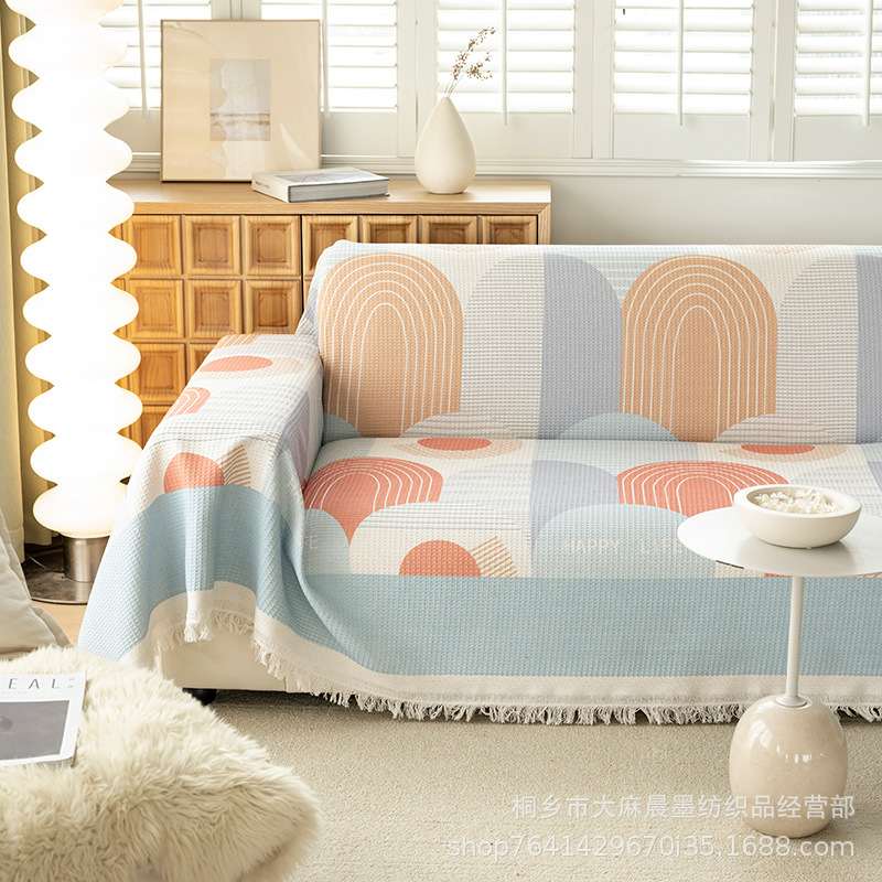夏季透气新款沙发罩套贵妃单人布客厅沙发垫防位沙发灰发布巾盖沙