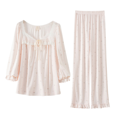 RoseTree法式田园印花七分袖套装