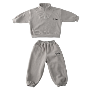 儿童秋冬季摇粒绒套装男童加绒卫衣女童运动2025新款宝宝保暖衣服