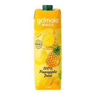 果满乐乐 100%菠萝汁纯果汁1L*4瓶装 配料表干净健康聚会水果饮料