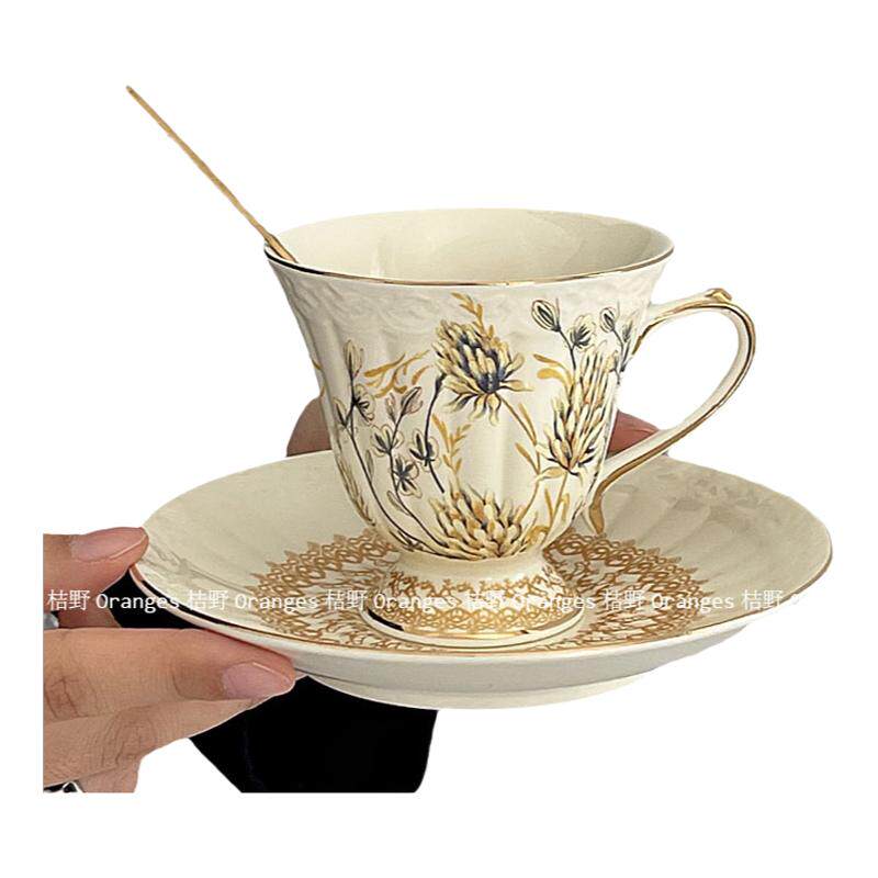法式复古金麦穗下午茶水杯咖啡杯
