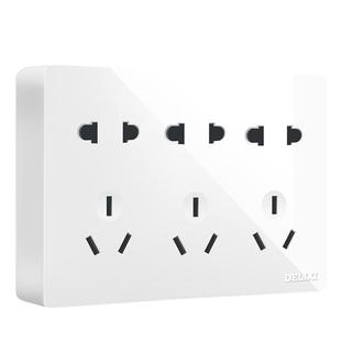 德力西开关插座明装十五孔插座三位五孔明线面板多孔墙壁开关插座