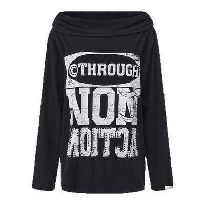 24ANS一字肩印花长袖T恤