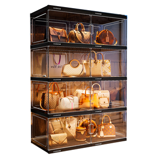 包包收纳柜神器放置架高级奢侈品亚透明克力收纳盒展示放包的架子
