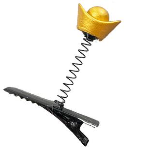 新款趣味小号搞怪金色银色元宝弹簧夹可爱发夹顶夹卡子儿童头饰品