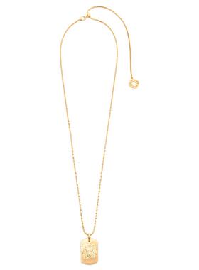 Maje2025秋冬款女士法式时尚气质金色狮子座四叶草元素吊坠项链