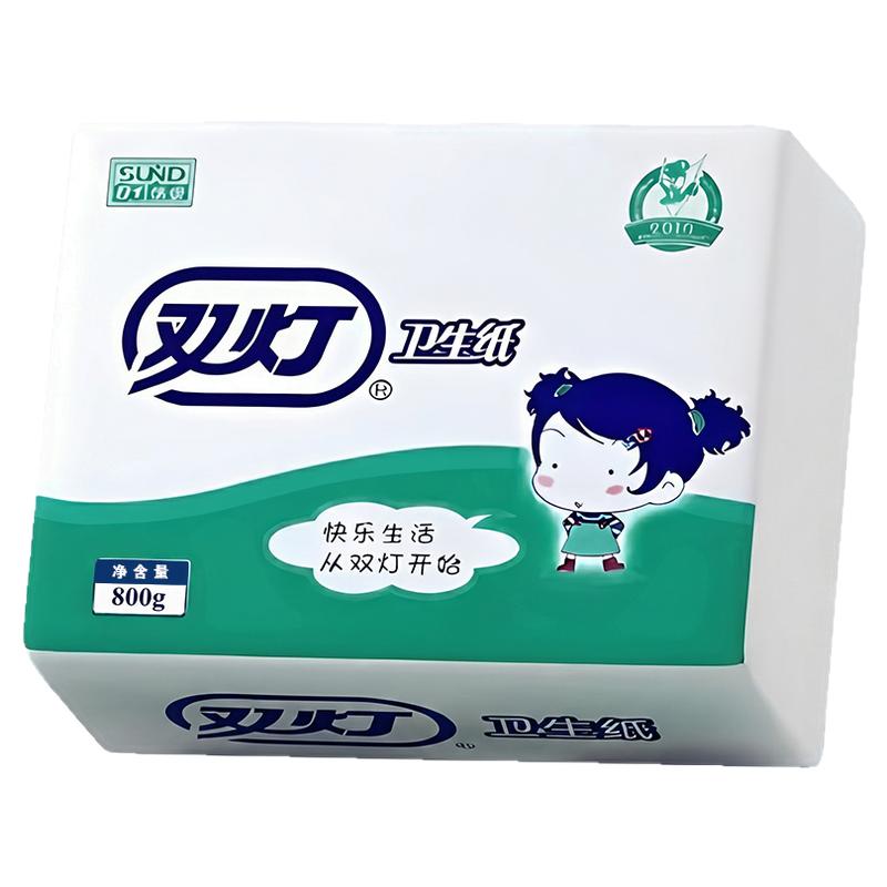 双灯800克平板卫生纸厕纸厕所草纸手纸大包装3包家用实惠装整箱
