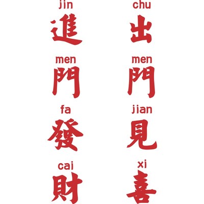 红色复古繁体文字玻璃门装饰贴纸