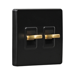 汉顿开关插座面板Q2黑色面板锌合金烤漆拨杆单开双控五孔USB空调