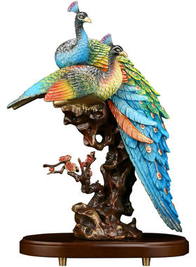 孔雀全铜工艺品送新人结婚礼物