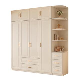 法式奶油风实木衣柜小户型家用柜子现代简约卧室储物柜成品大衣橱