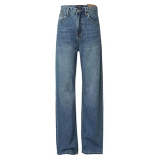 复古蓝加绒加厚窄版直筒牛仔裤女高腰显瘦冬季保暖小个子烟管裤