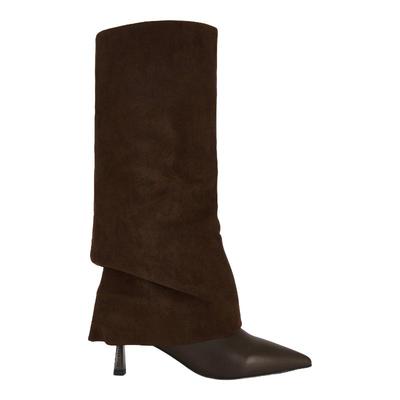 Nakedvice 靴子棕色女款尖头细跟高跟鞋REVOLVE小众新款