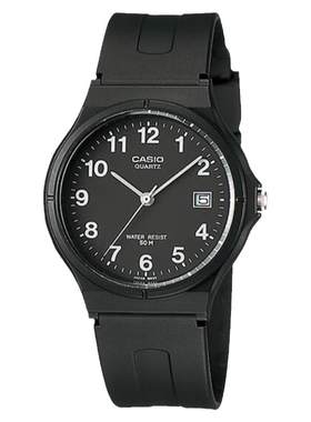 Casio/卡西欧 简约日常学生百搭防水指针带日历石英表 MW-59-1B