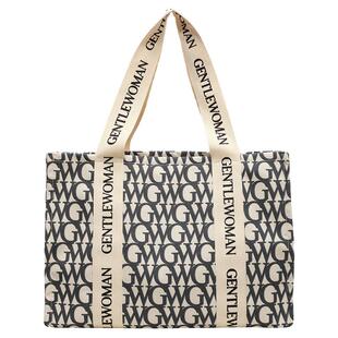 Gentle Woman大容量字母托特帆布包包2025新款潮百搭宽肩带单肩包