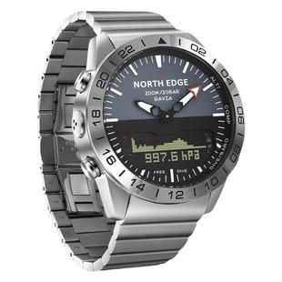 NORTH EDGE商务手表男石英军事运动潜水双显指南针气压高度计步飞行员钢表带 GAVIA2