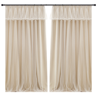 ins风窗帘双层带纱遮光卧室少女布纱一体2026年新款北欧高级感