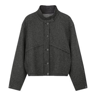 solighter 法式复古羊毛千鸟格外套女秋季2025新款小个子短款外套