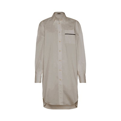 BC/Brunello Cucinelli 女士口袋装饰长款衬衫衬衫裙银泰