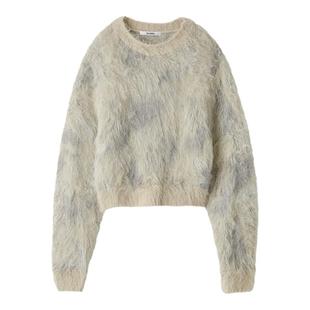 SNIDEL秋冬款甜美圆领毛绒渐变色软糯针织衫上衣SWNT245038