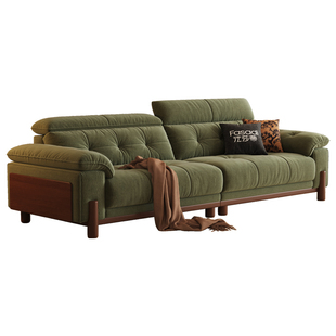 法莎蒂棠悦奶油中古风实木布艺沙发小户型客厅雪尼尔可拆洗沙发