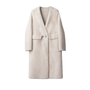 新中式羊剪绒皮毛一体大衣女长款两面穿羊羔毛皮草外套2025冬新款