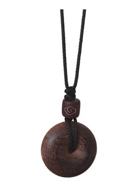 檀木祥云桶珠平安扣项链毛衣链