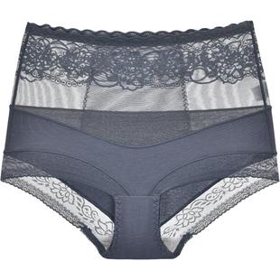 高腰收腹内裤女士蕾丝纯棉提臀收小肚子夏薄款无痕性感三角短裤头