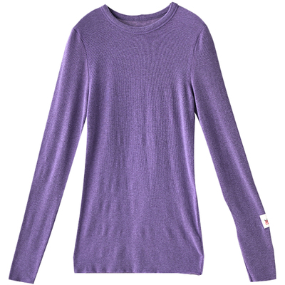 舒适圆领长袖弹力修身打底T恤