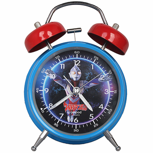 奥特曼小闹钟表学生专用男孩指针式创意卡通儿童打铃静音床头夜光