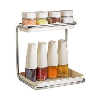 摩登主妇调料品置物架双层厨房家用多功能台面调味料盒罐收纳架子