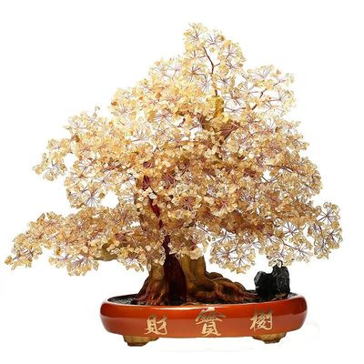 天然黄水晶招发财家居新房礼饰品