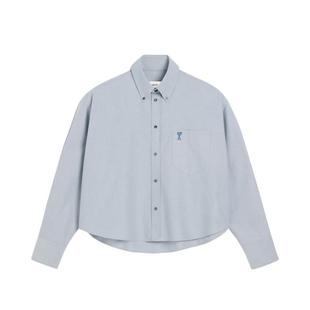 Ami Paris男女同款同色ADC短款衬衫 爱心棉质纯色长袖上衣