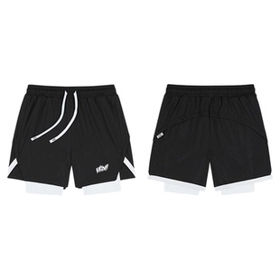 维动短裤快攻假两件篮球裤夏美式潮牌训练四分裤男跑步网眼运动裤