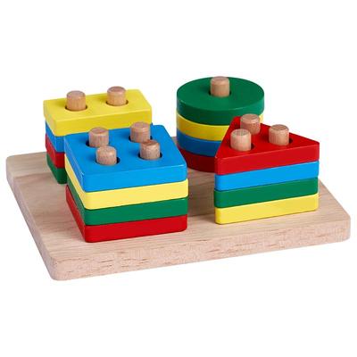 蒙氏几何形状配对套柱玩具1-2岁