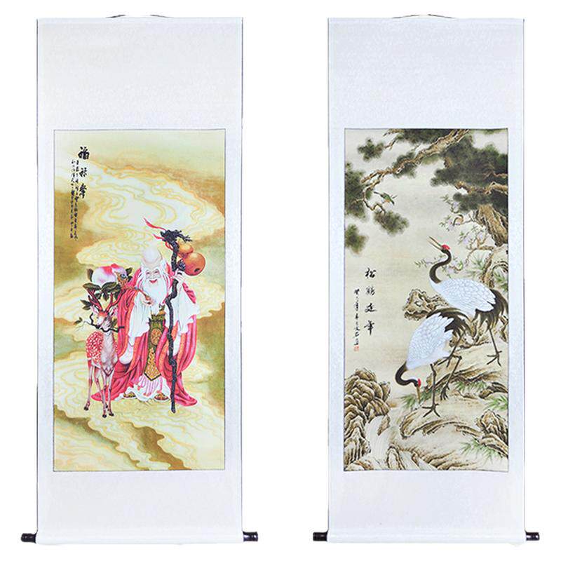 客厅山水办公室装饰画富贵福禄关公达摩画挂画背景墙中式古典壁画